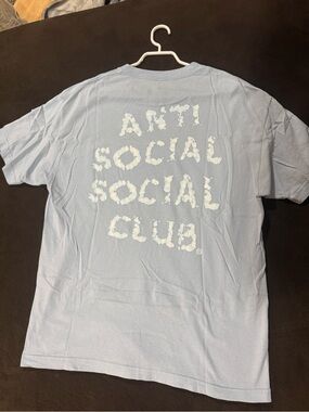 Anti Social Social Club Light Blue Tee with White Cloud Graphic